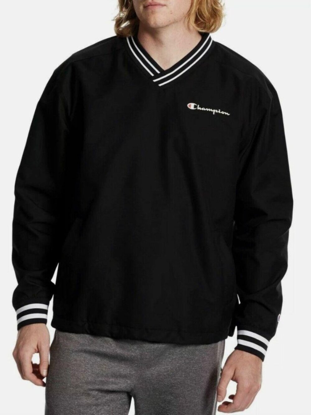 Champion Authentic Athletic Wear Pullover Windbreaker in Black